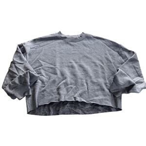 Wild Fable Cropped Sweatshirt Gray Raw Hem Fleece Womens M